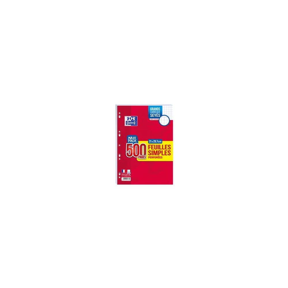 Oxford Feuilles simples perforées, A4, Seyès, MAXI PACK