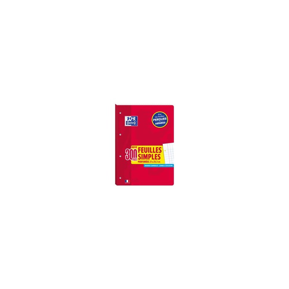 Oxford Bloc de feuilles simples perforées, A4, seyès