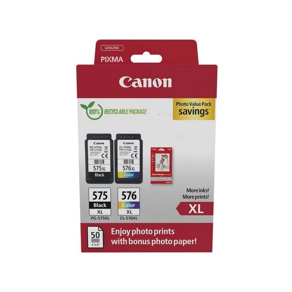 Cartouches d'origines Canon 5437C006 / PG-575XL+CL-576XL - multipack 2 couleurs : noire, multicouleur