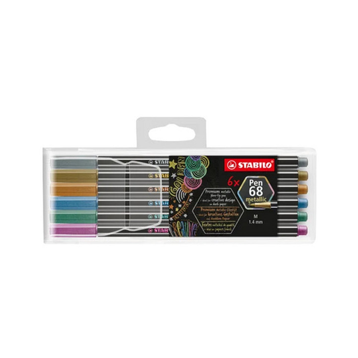 STABILO Feutre Pen 68 metallic, étui en plastique de 6