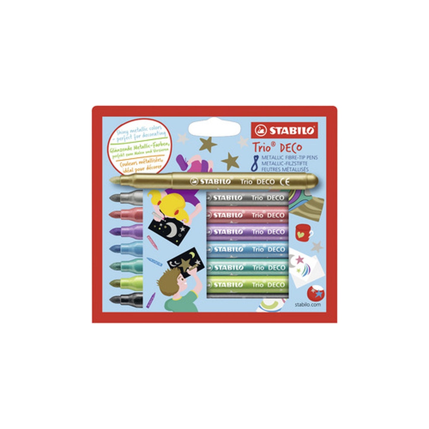 STABILO Feutre de coloriage Trio Deco, étui en carton de 8