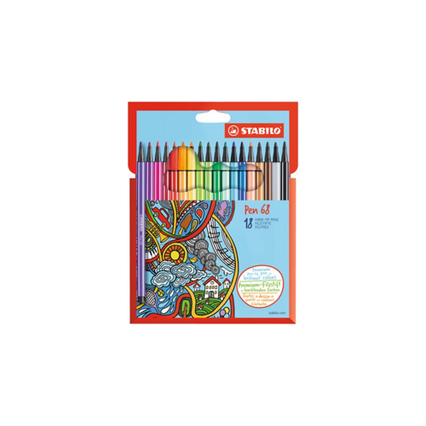 STABILO Feutre Pen 68, étui en carton de 18