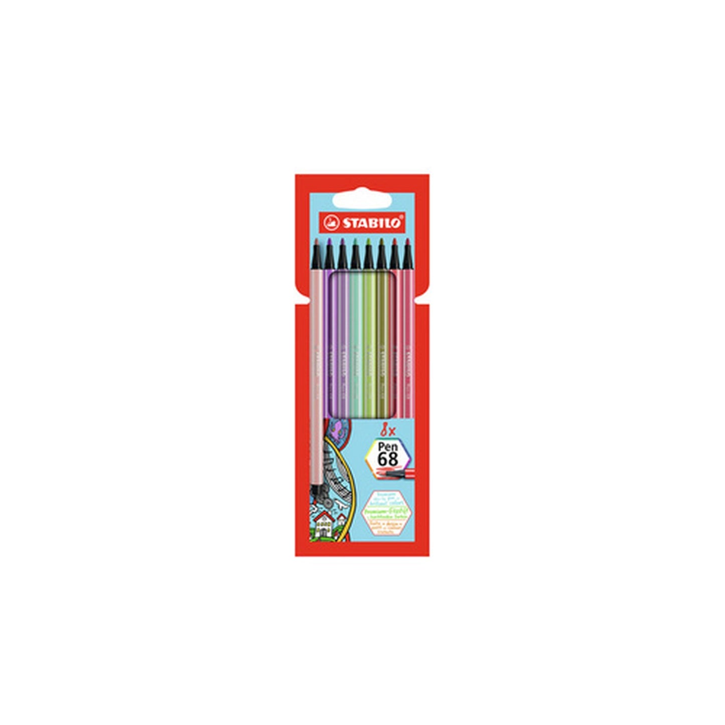 STABILO Feutre Pen 68, étui en carton de 8