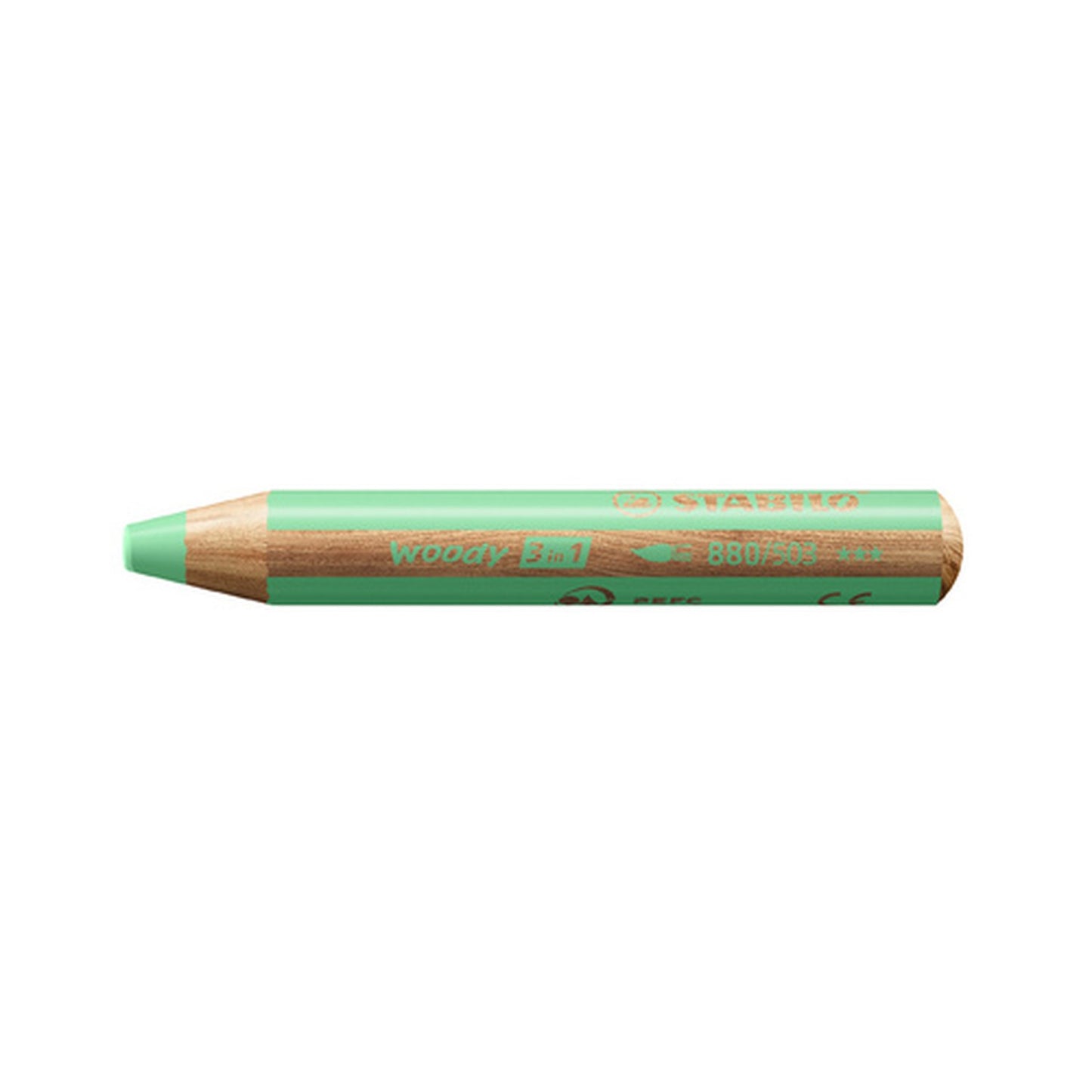 STABILO Crayon multi-talents woody 3en1, rond, vert pastel