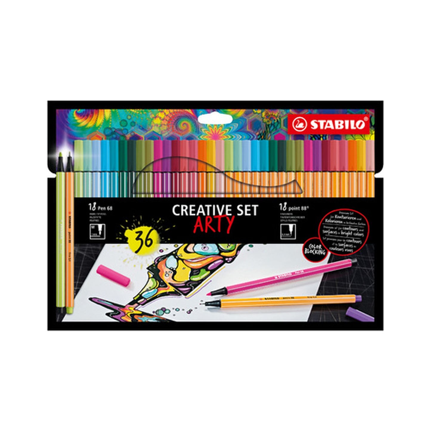 STABILO Set créatif point 88/Pen 68 ARTY, étui carton de 36