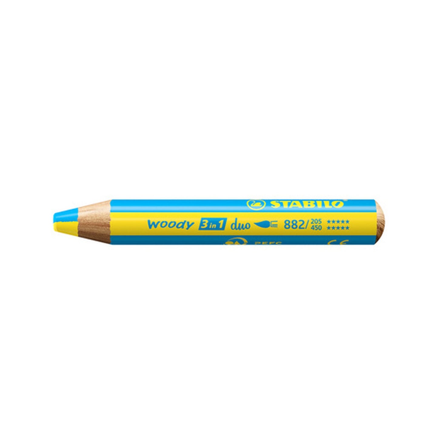 STABILO Crayon multi-talents woody 3en1 duo, jaune/bleu cyan