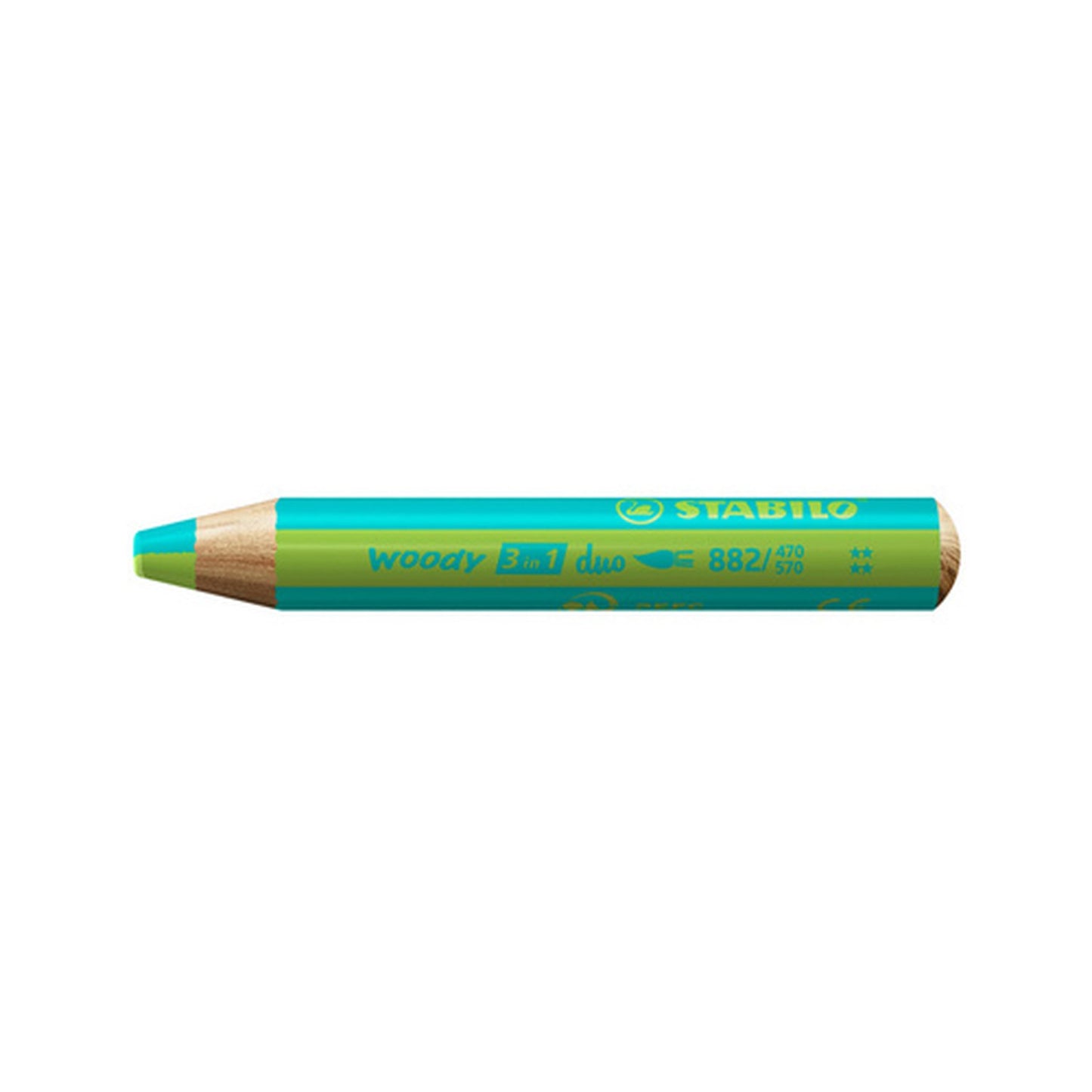 STABILO Crayon multi-talents woody 3en1 duo, turquoise/vert