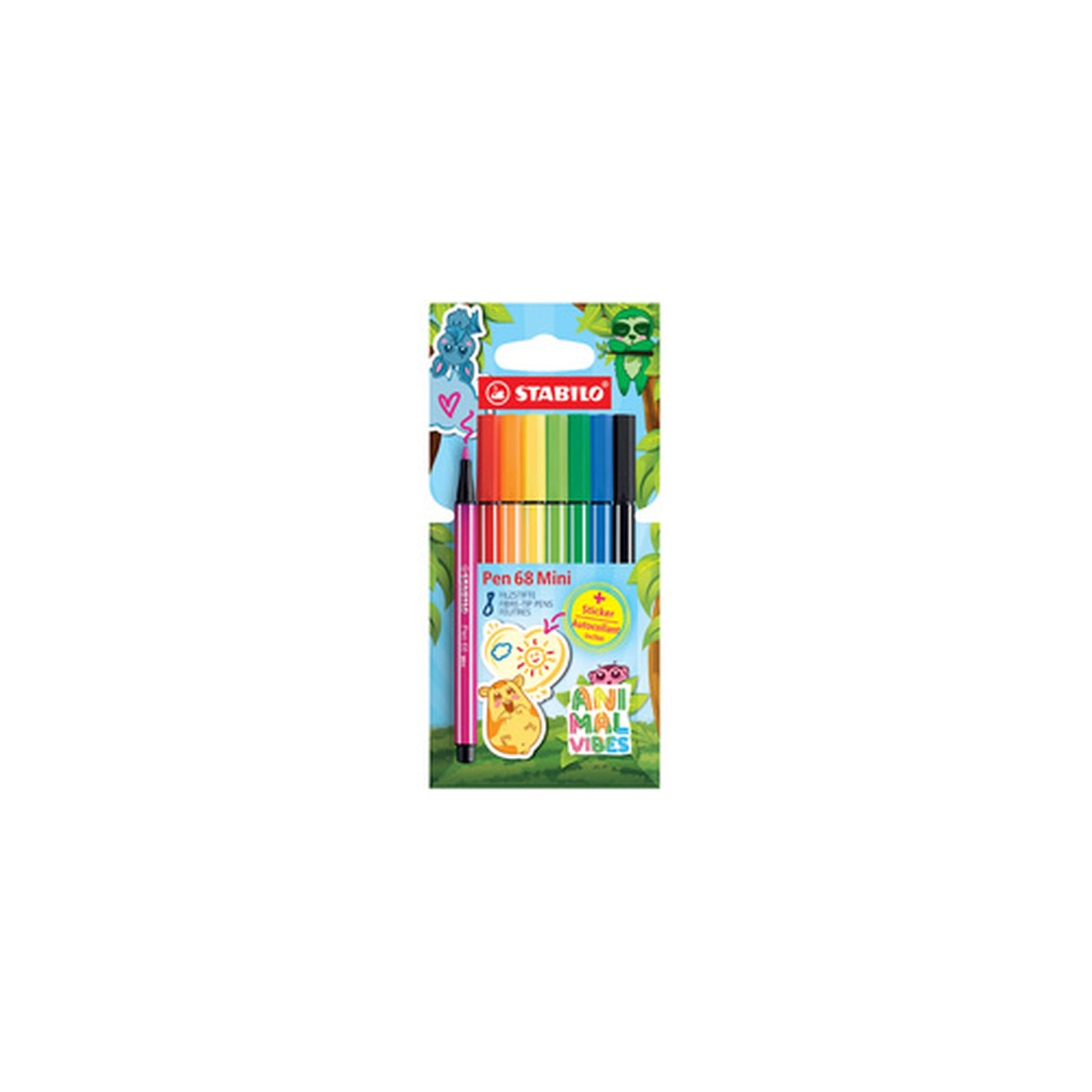 STABILO Feutre Pen 68 Mini Animal Vibes, étui de 8