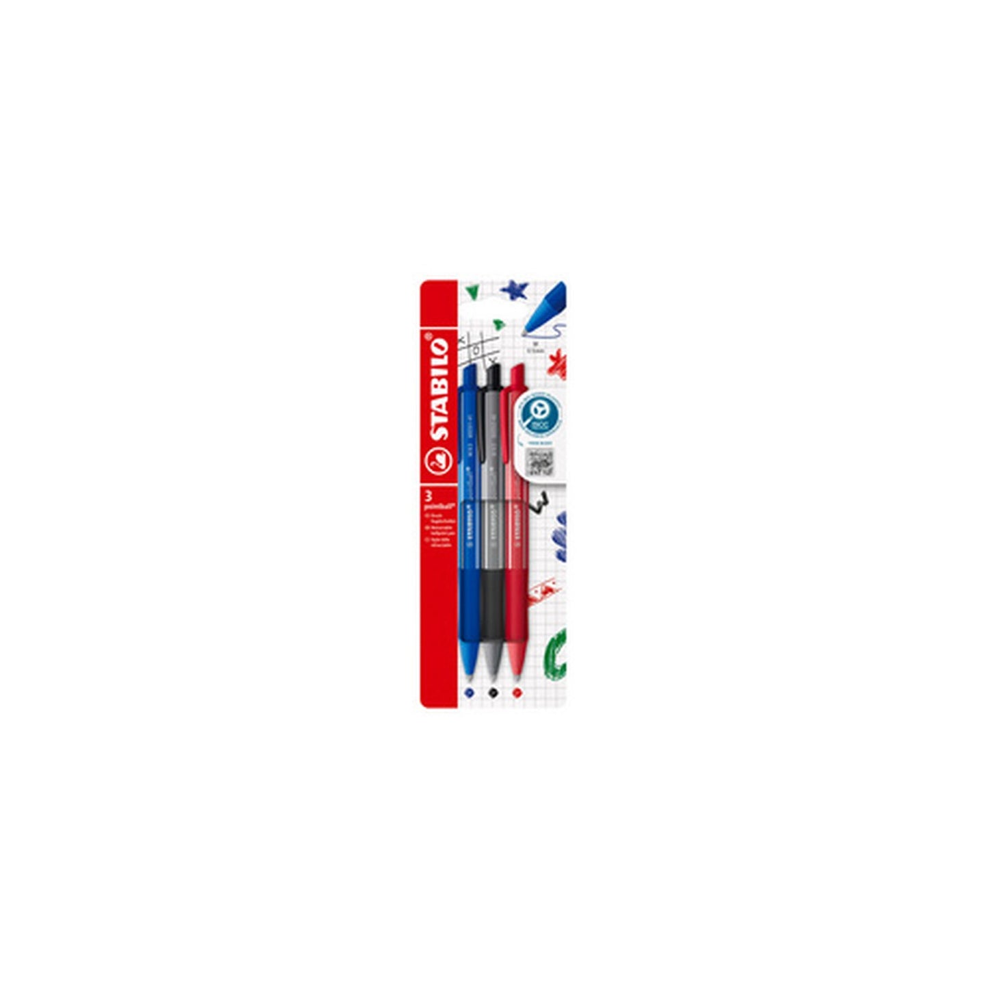 STABILO Stylo bille rétractable pointball colorful, 3 pièces