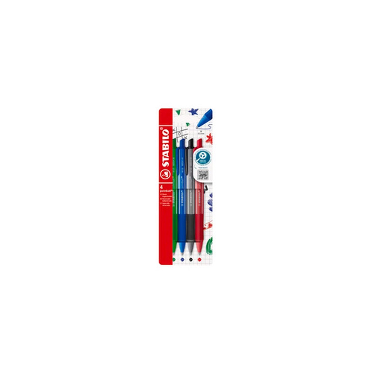 STABILO Stylo bille rétractable pointball colorful, 4 pièces