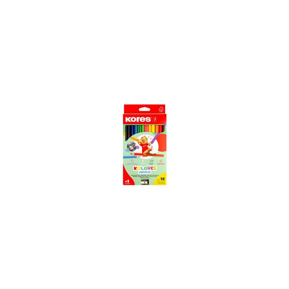 Kores Crayon de couleur "Kolores JUMBO", étui carton de 12