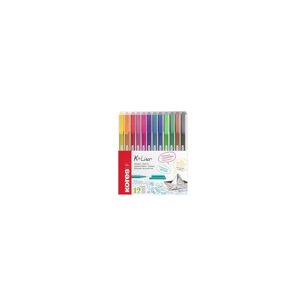 Kores Feutre Fineliner "K-Liner", tracé: 0,4 mm, étui de 12
