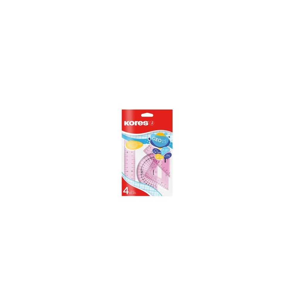 Kores Kit de géometrie GEO15, 4 pièces, assorti