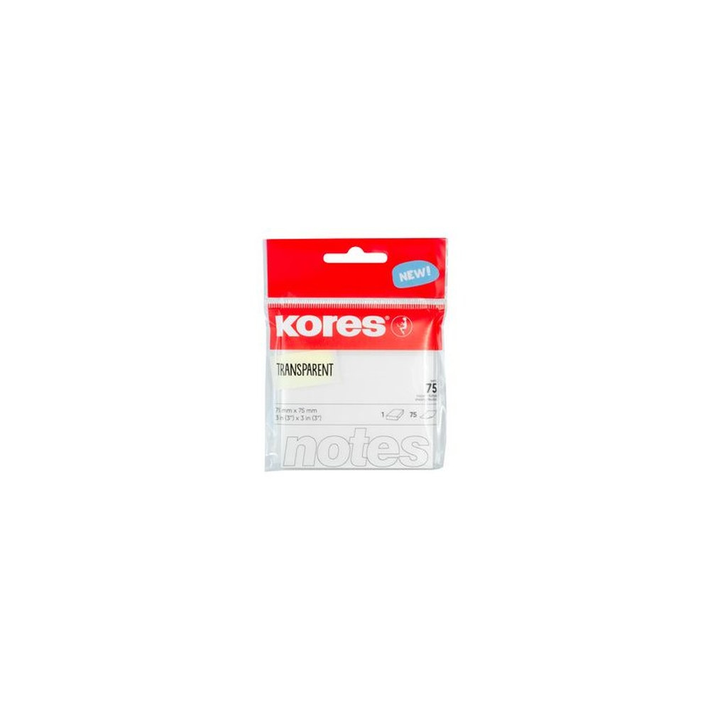 Kores Notes adhésives "TRANSPARENT", 75 x 75 mm, uni