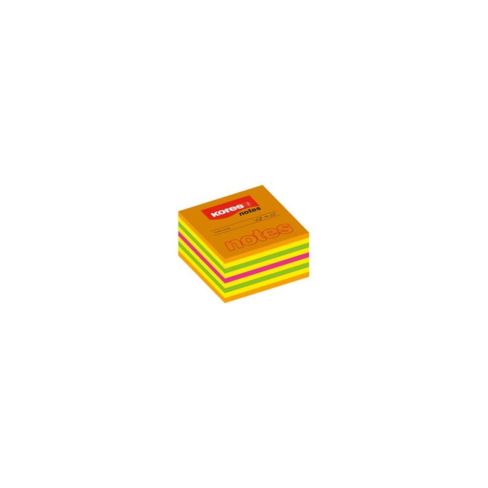 Kores Bloc-note cube, 50 x 50 mm, couleurs fluo, 4 couleurs