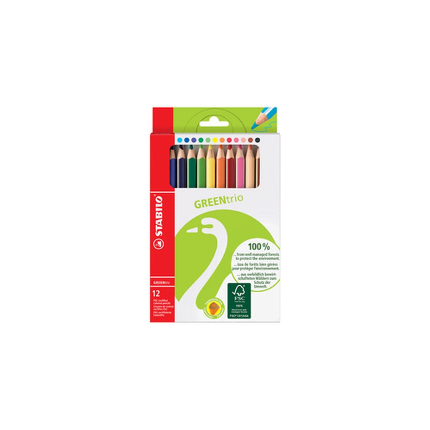 STABILO Crayon de couleur GREENtrio, épais, étui en carton