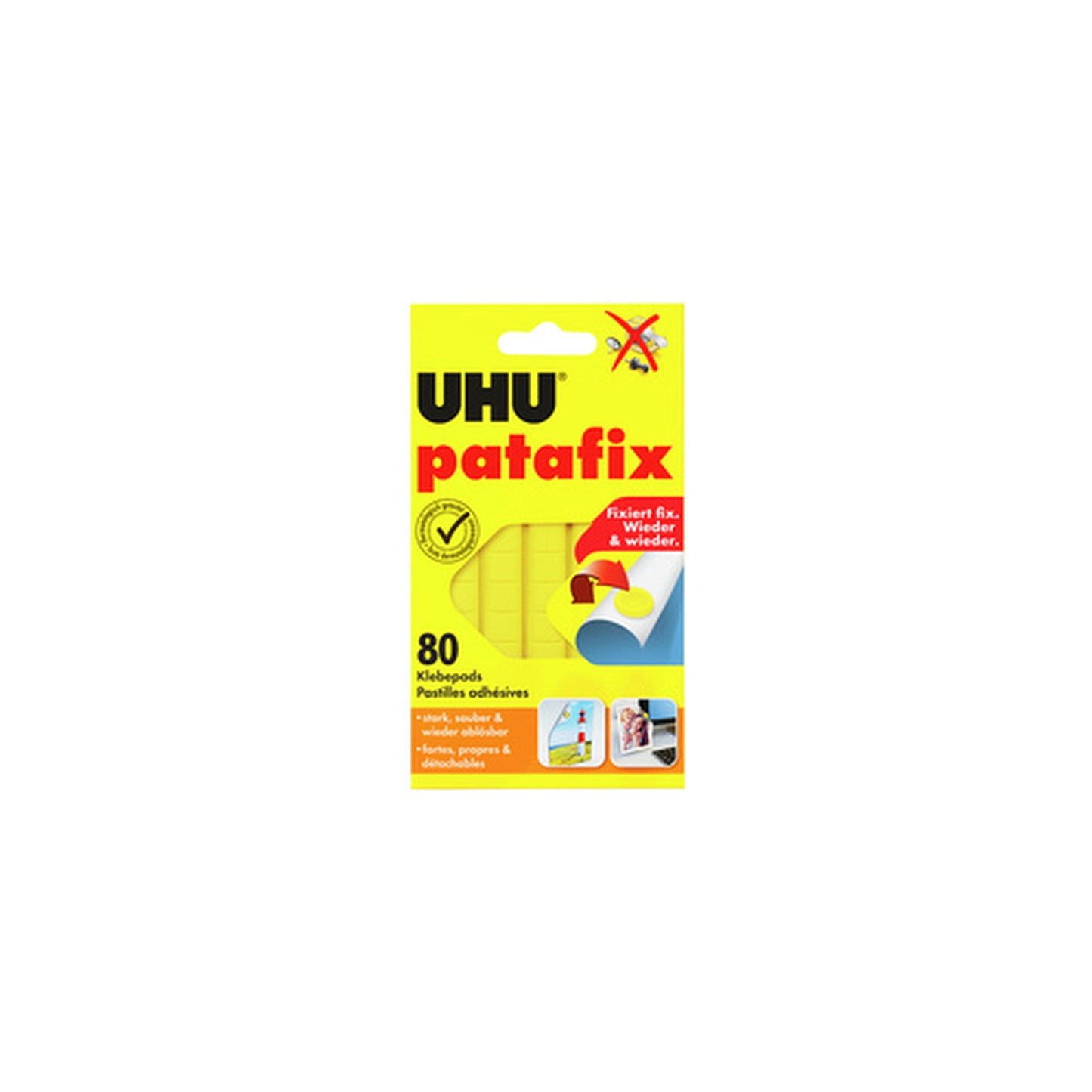 UHU Pastilles adhésives patafix, repositionnable, jaune