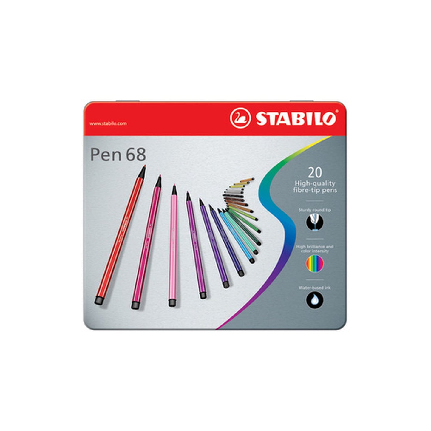 STABILO Feutre Pen 68, étui métallique de 30