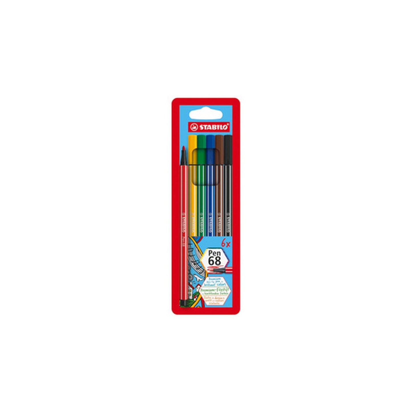 STABILO Feutre Pen 68, étui en plastique de 6