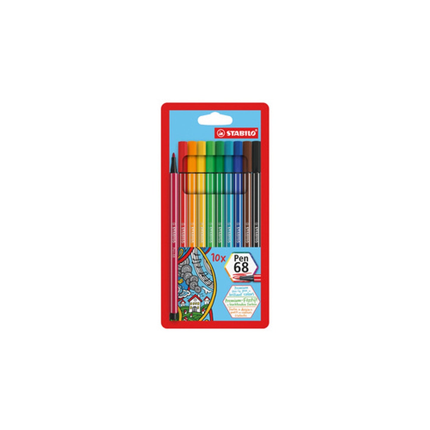 STABILO Feutre Pen 68, étui en carton de 10