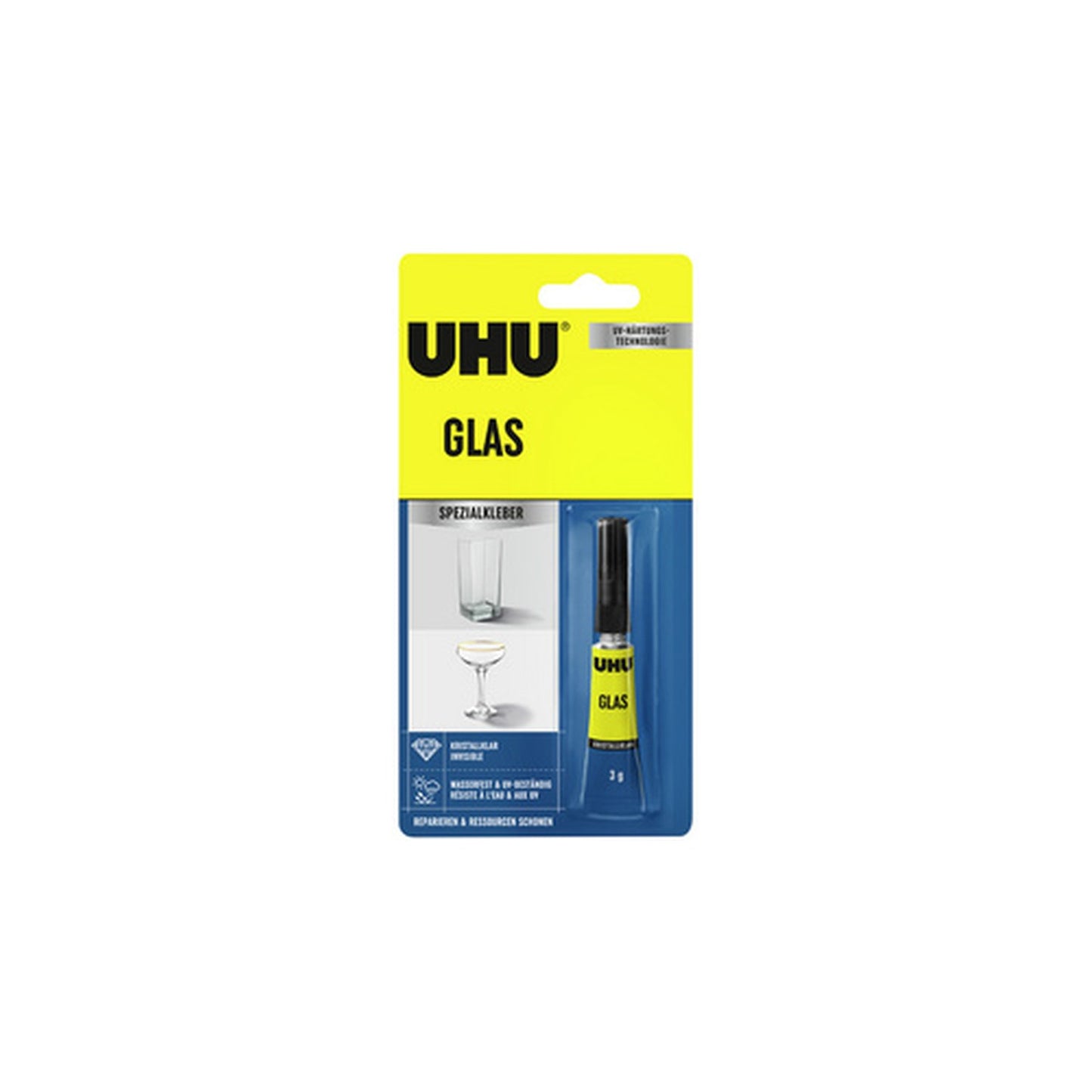 UHU Colle spéciale pour verre, tube de 3 g