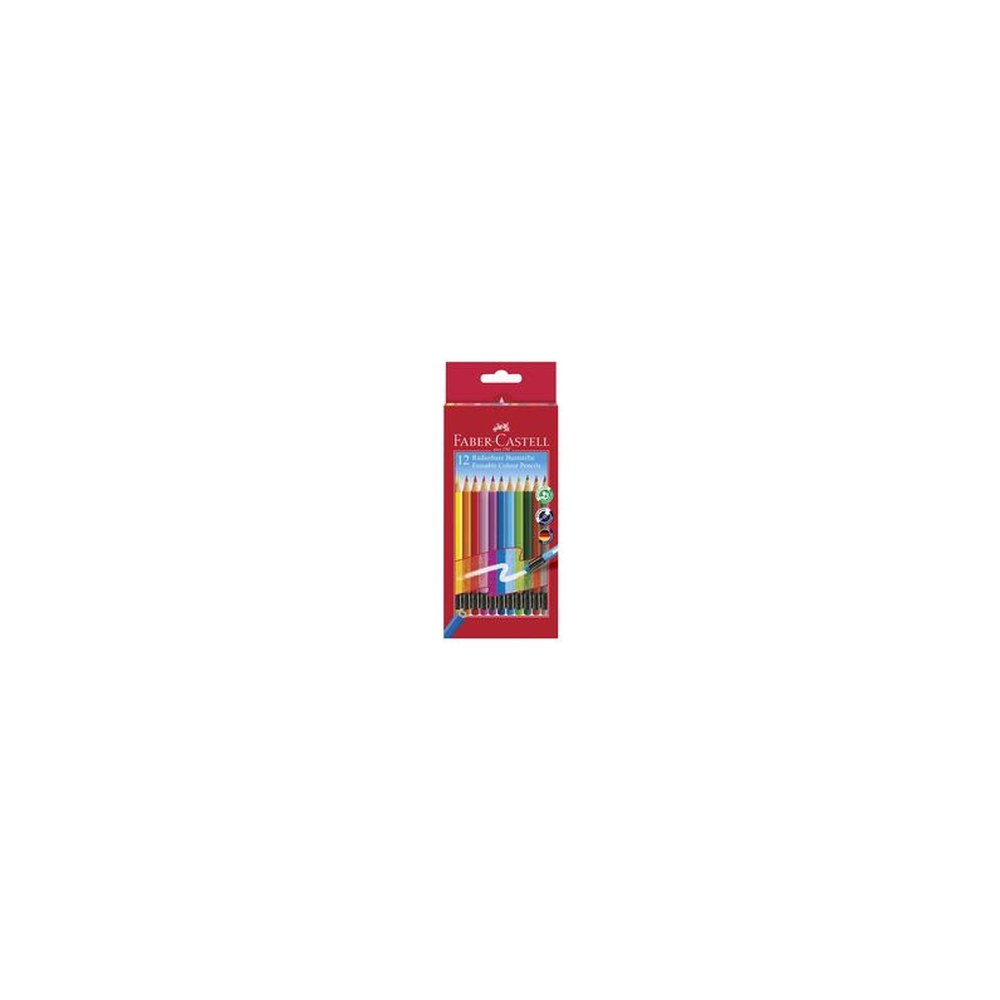 FABER-CASTELL Crayon de couleur gommable, étui carton de 12