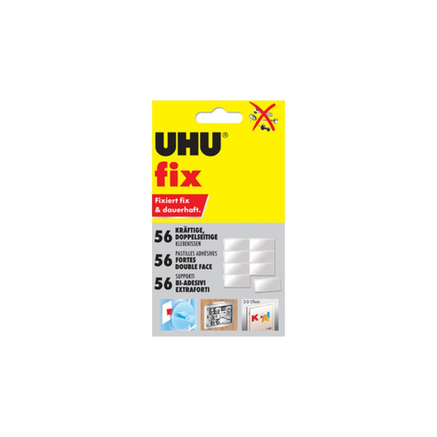 UHU Pastilles adhésives fix, double face, blanc, colle