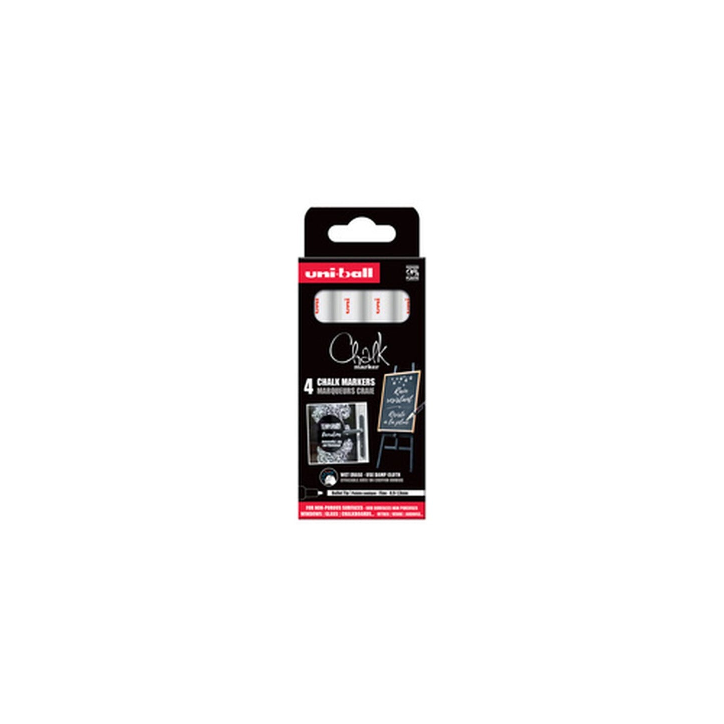 uni-ball Marqueur craie Chalk marker PWE3MS/4 PF, étui de 4