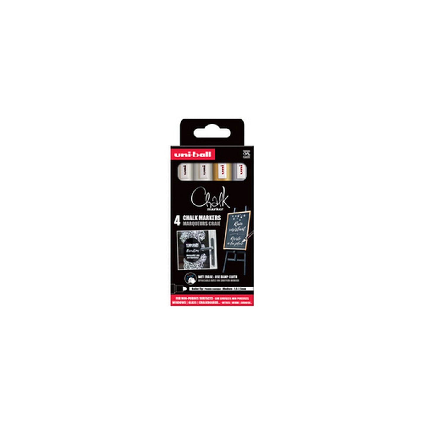 uni-ball Marqueur craie Chalk marker PWE5M/4 PF, étui de 4