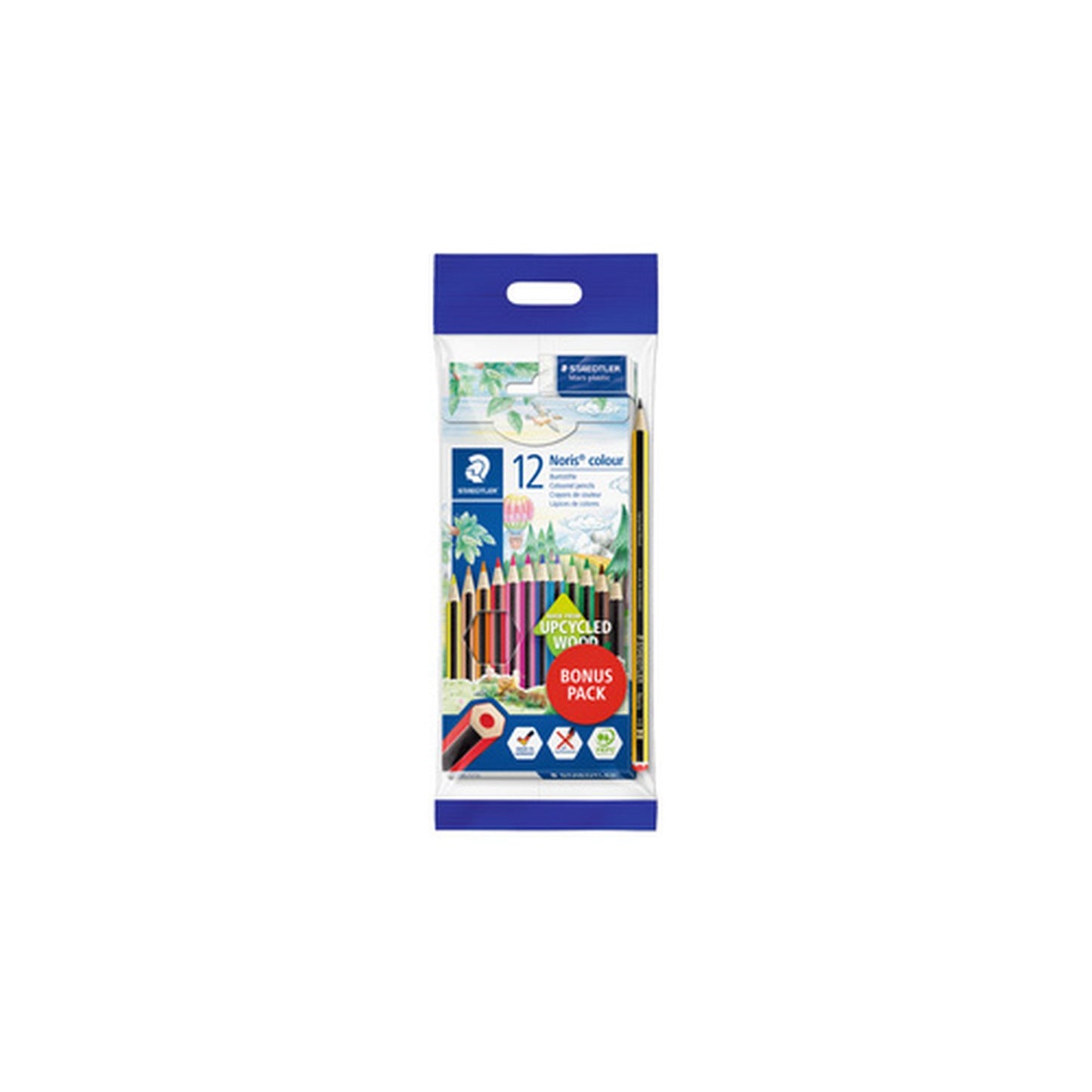 STAEDTLER Crayon de couleur Noris pack bonus, 12 pièces