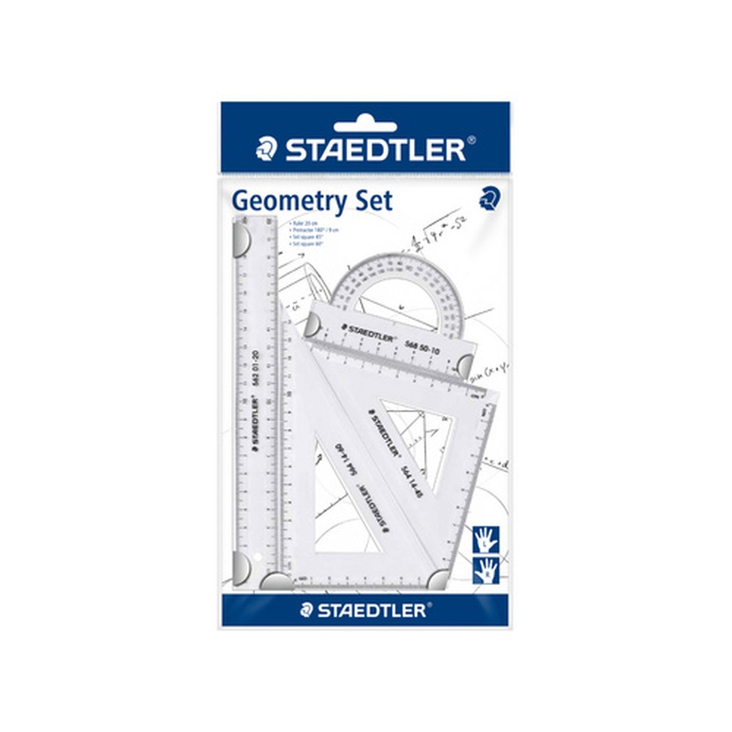 STAEDTLER Kit de géometrie, petit, 4 pièces, transparent