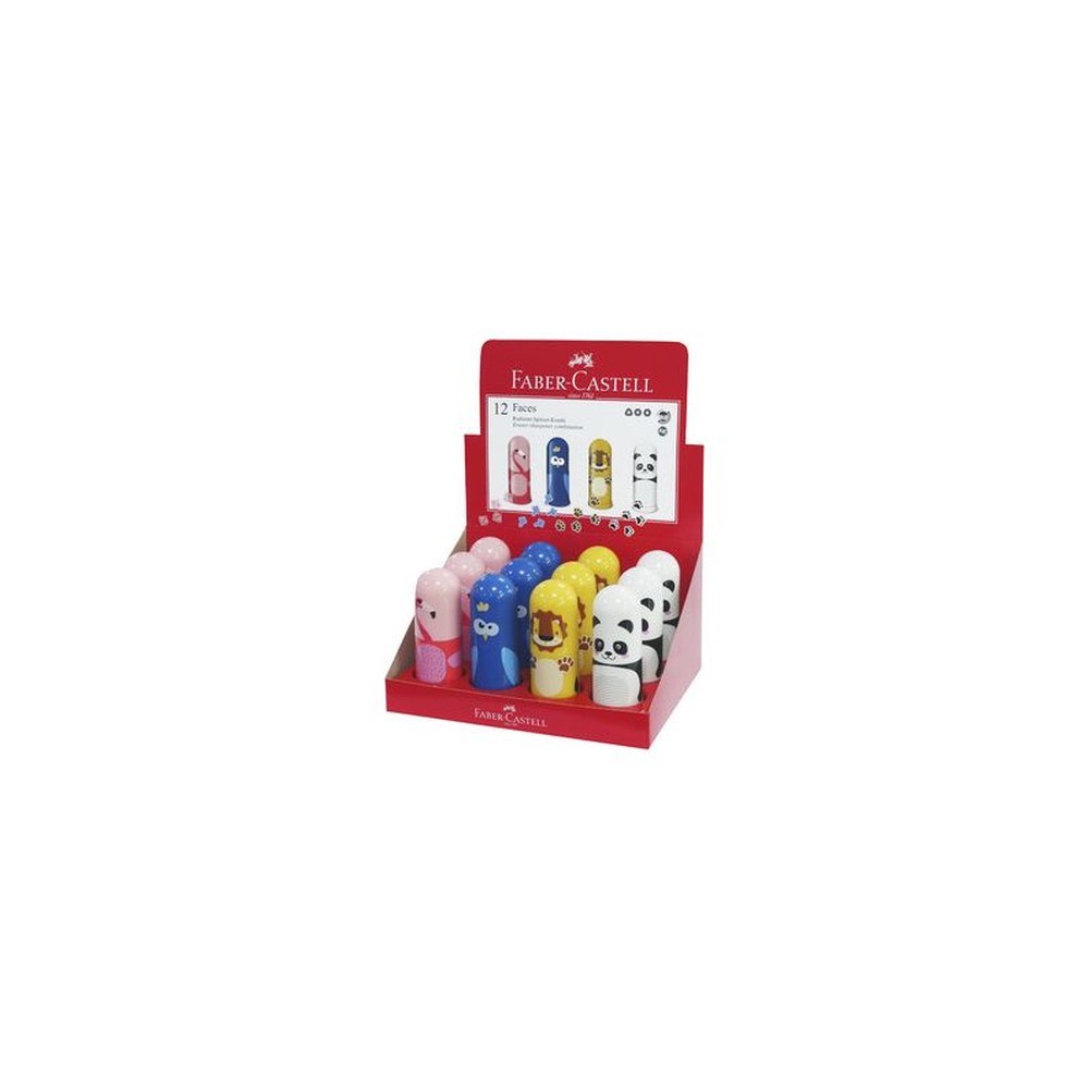 FABER-CASTELL Combi gomme - taille-crayon Faces, présentoir x12