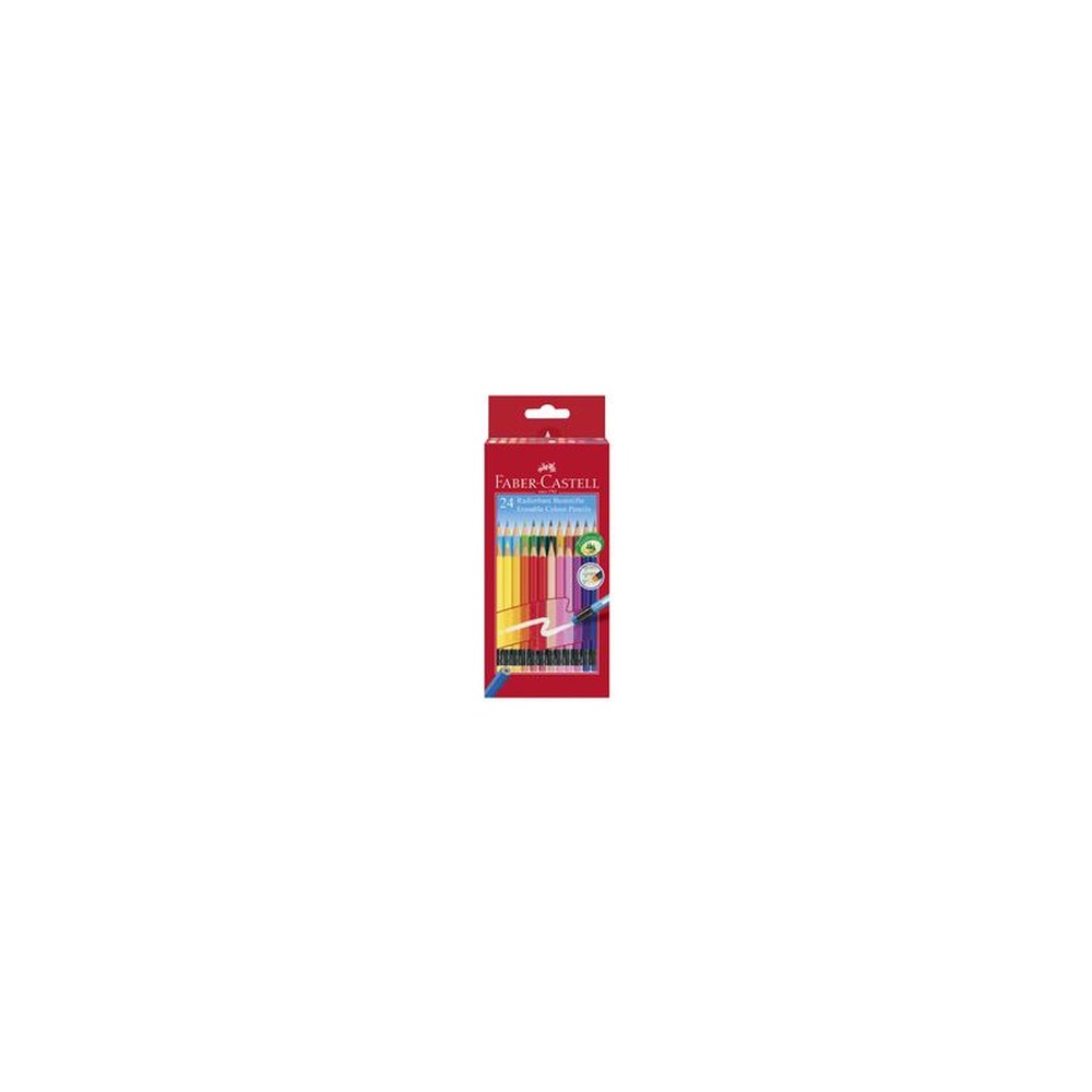 FABER-CASTELL Crayon de couleur gommable, étui carton de 24