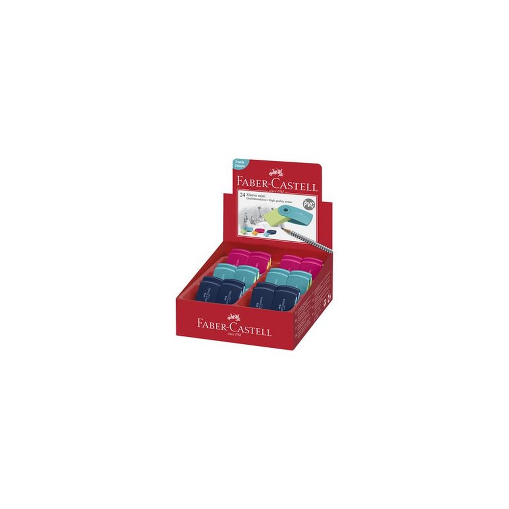FABER-CASTELL Gomme en plastique SLEEVE MINI, assorti x24