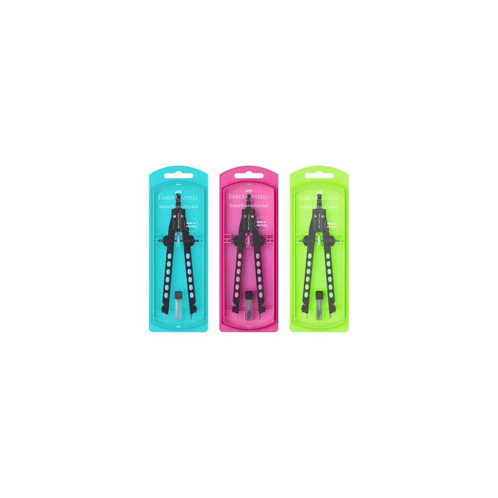 FABER-CASTELL Compas à réglage rapide FACTORY NEON x5