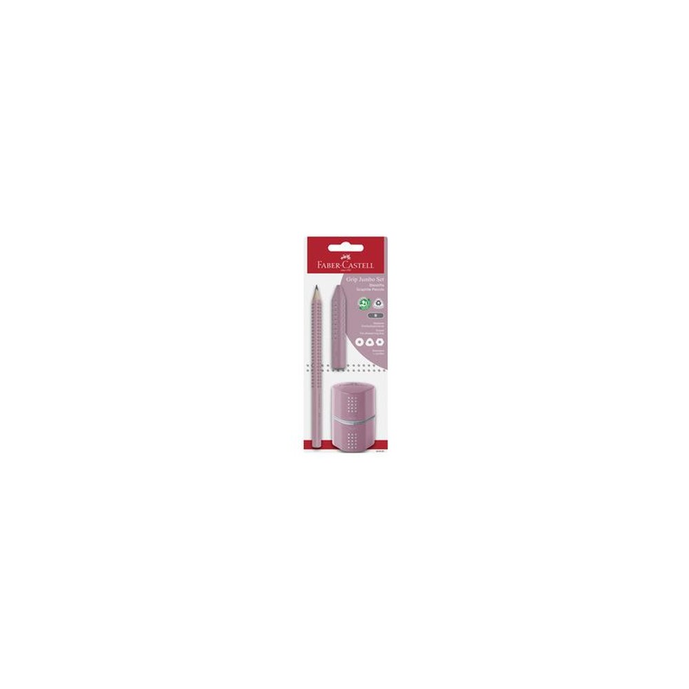 FABER-CASTELL Kit crayon de papier Jumbo GRIP, rose, blister