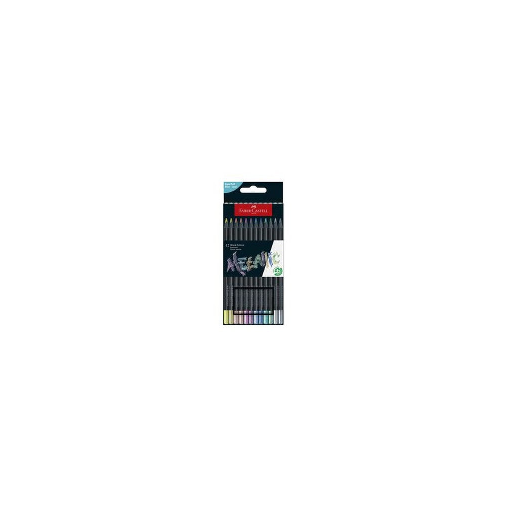 FABER-CASTELL Crayon de couleur Black Edition, étui de 12