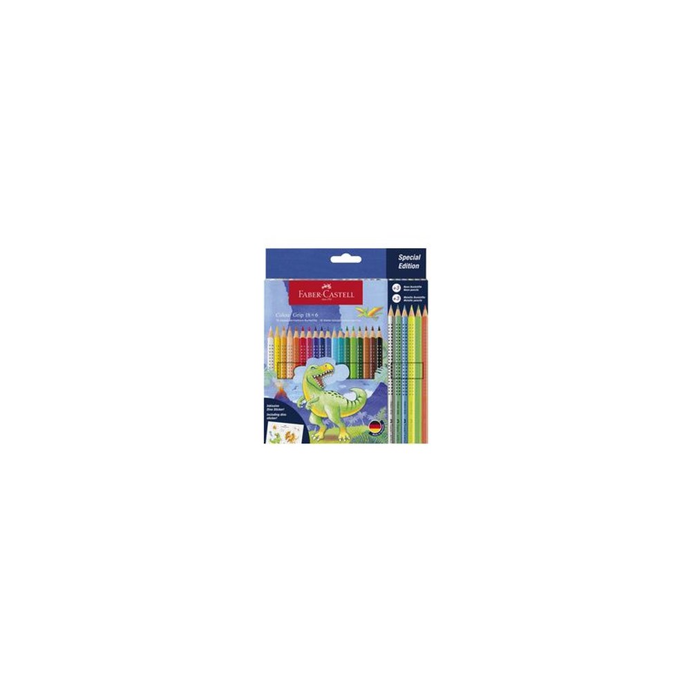 FABER-CASTELL Crayon de couleur Colour GRIP Dino, 18+6