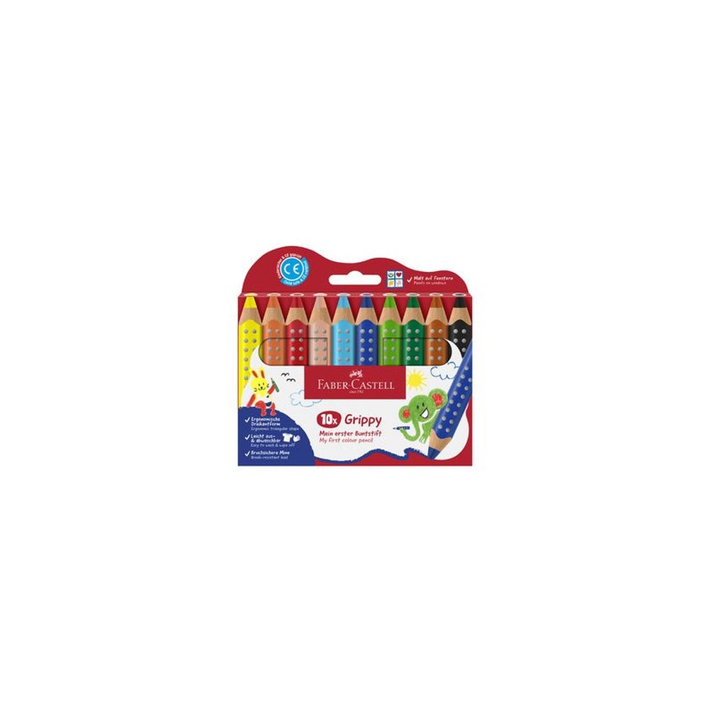 FABER-CASTELL Crayon de couleur Grippy, étui carton de 10