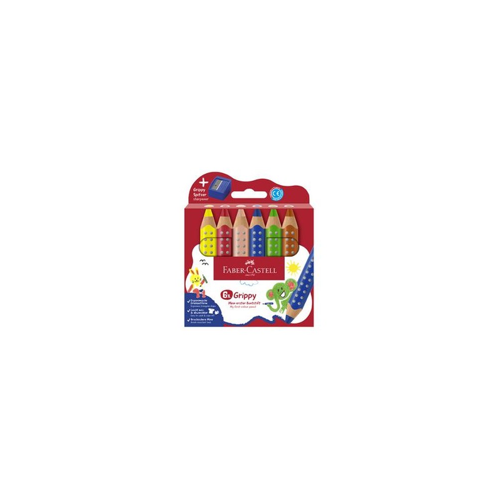 FABER-CASTELL Crayon de couleur Grippy, étui carton de 6