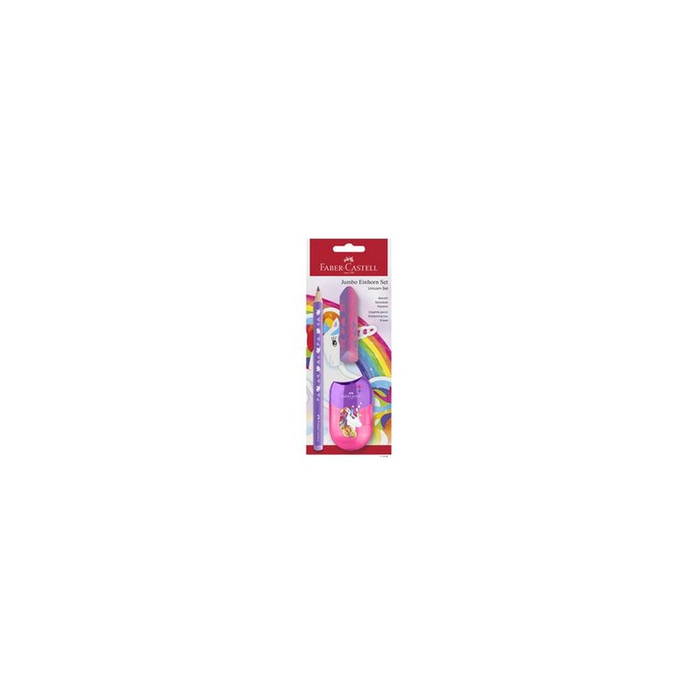FABER-CASTELL Kit d'écriture Licorne Jumbo, 3 pièces, violet