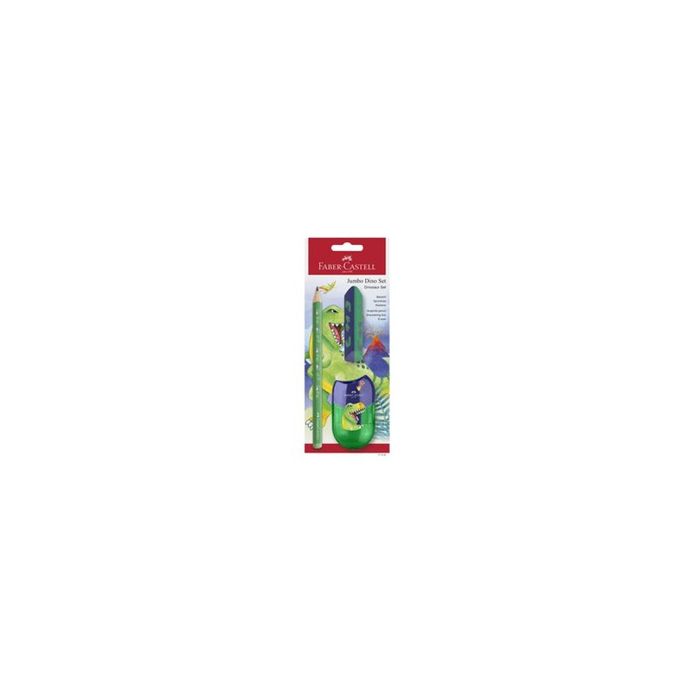 FABER-CASTELL Kit d'écriture Dino Jumbo, 3 pièces, vert