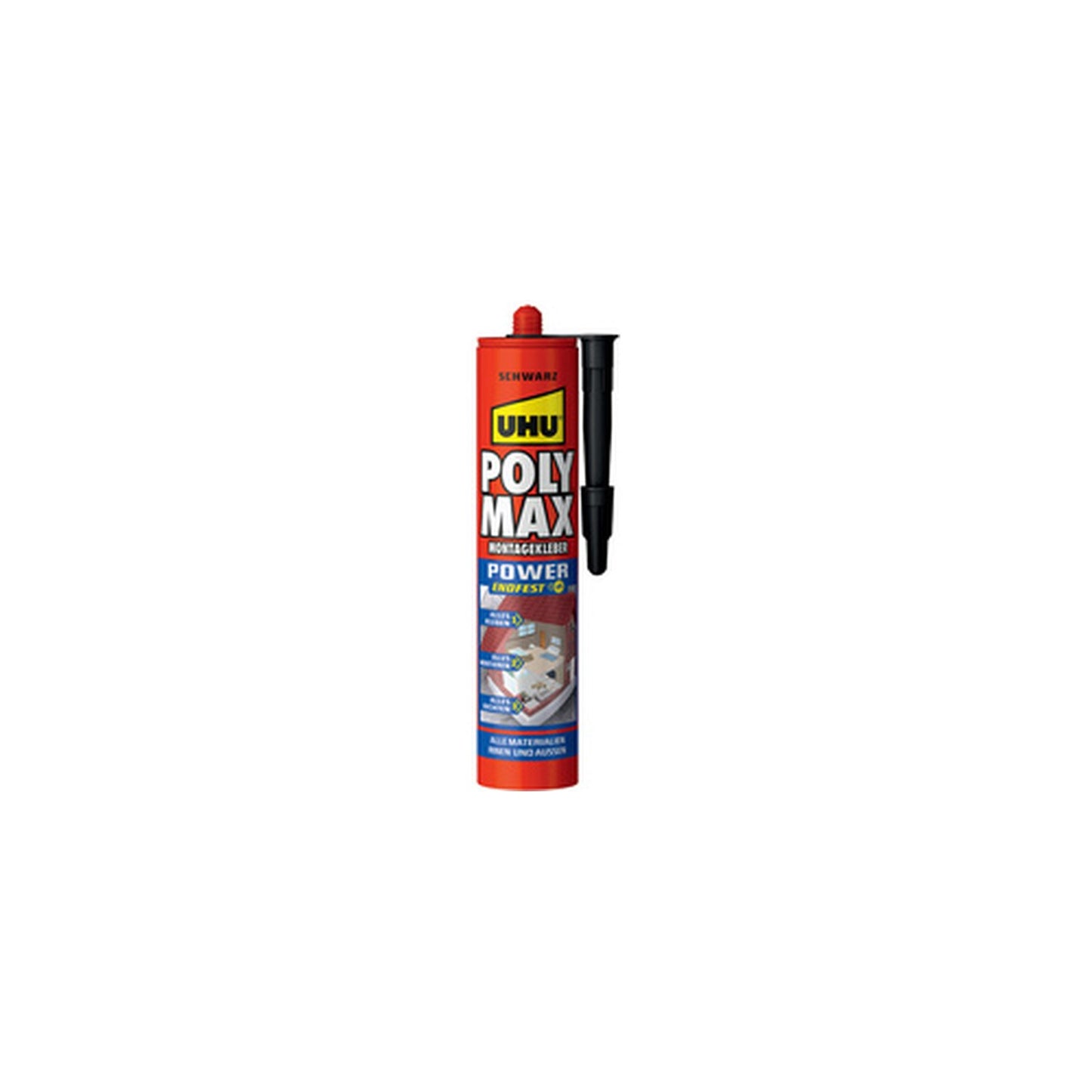UHU Colle de montage POLYMAX POWER prise rapide, 425 g, noir