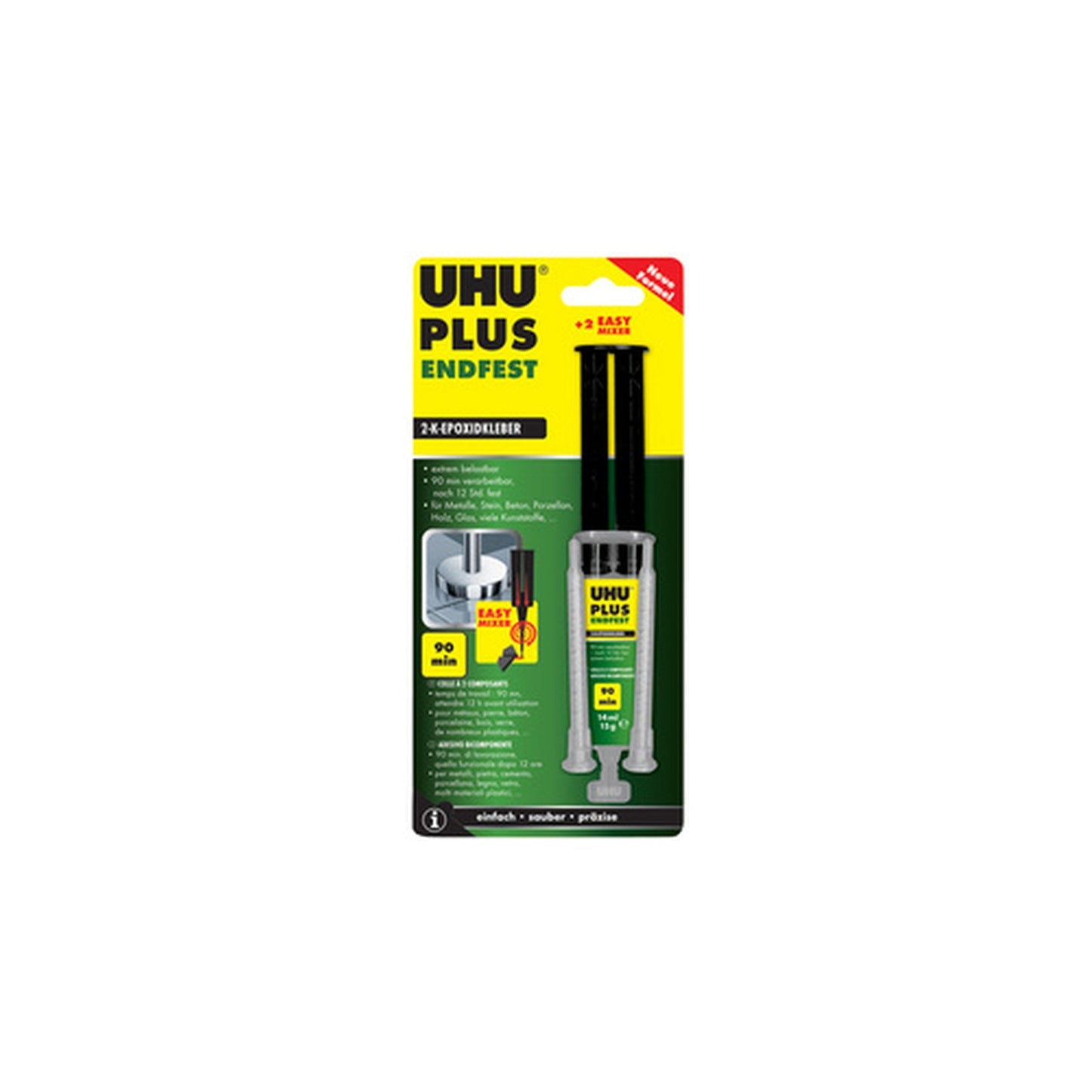 UHU Colle à 2 composants plus endfest, seringue à double