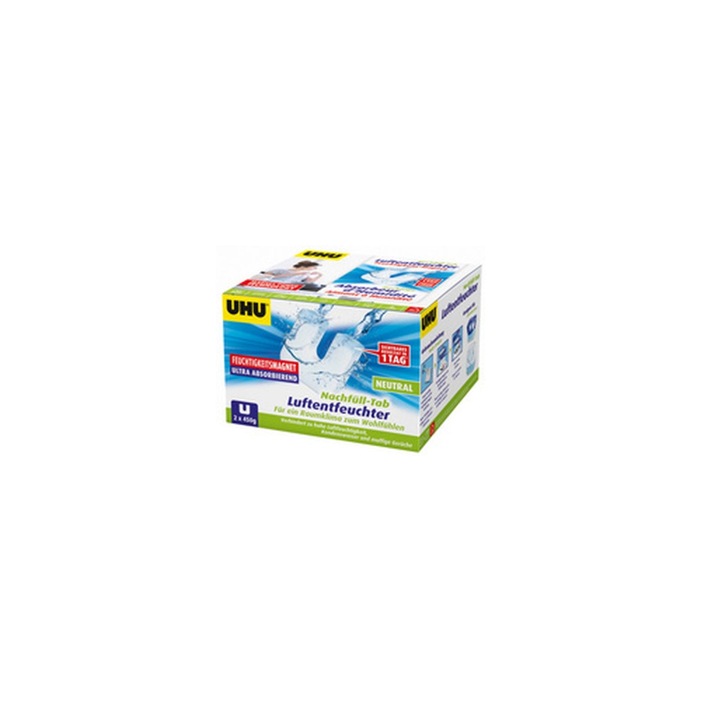 UHU Recharge NEUTRE pour absorbeur d'humidité, 2 x 450 g