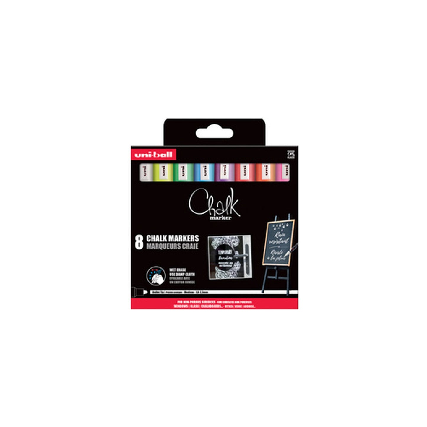 uni-ball Marqueur craie Chalk marker PWE5M/8 PF, étui de 8