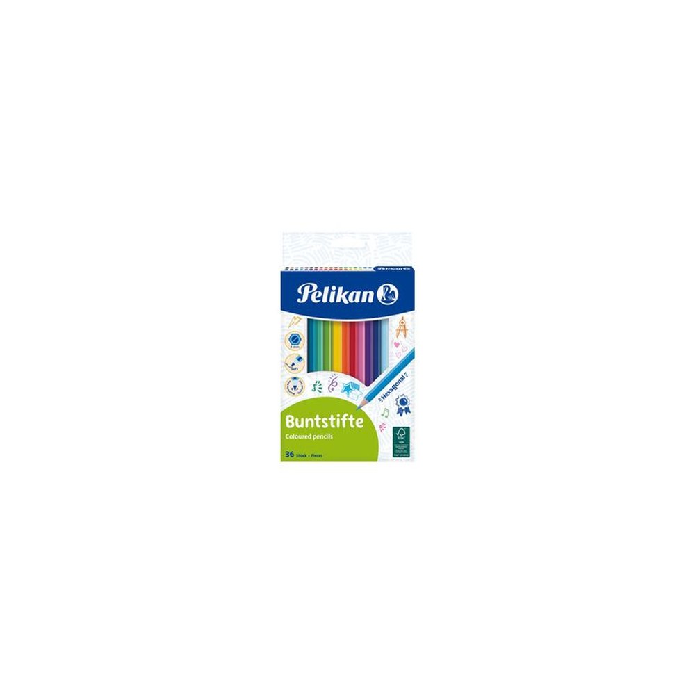 Pelikan Crayon de couleur hexagonal mince, étui de 36