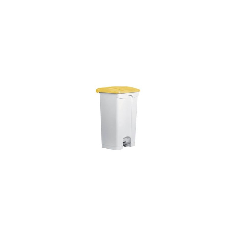 helit Poubelle à pédale "the step", 90 litres, blanc/jaune