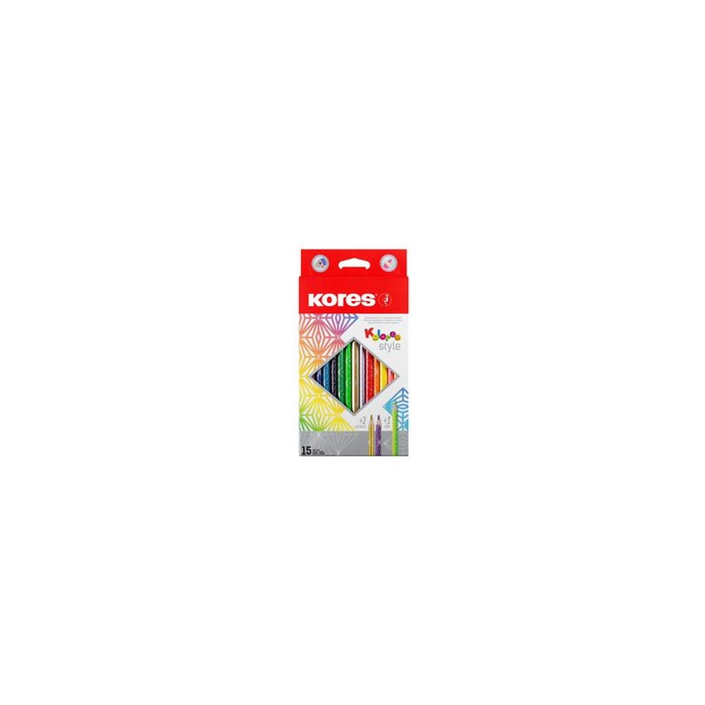 Kores Crayon de couleur "Kolores Style", étui carton de 15