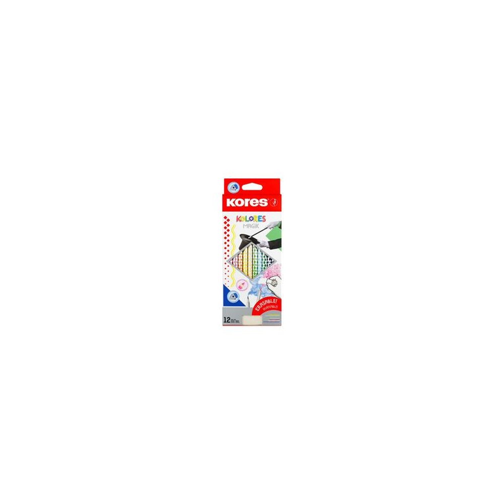 Kores Crayon de couleur "KOLORES Magik" effaçable,étui de 12